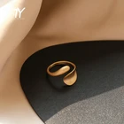 Простые темпераментные матовые геометрические Открытые Кольца корейская мода ювелирные изделия Неоготические Необычные кольца для девочек для женщин 2021 подарок
