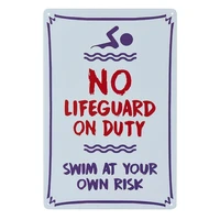 no lifeguard on duty sign pool sign 8x12 rust free metal uv printed easy to mount
