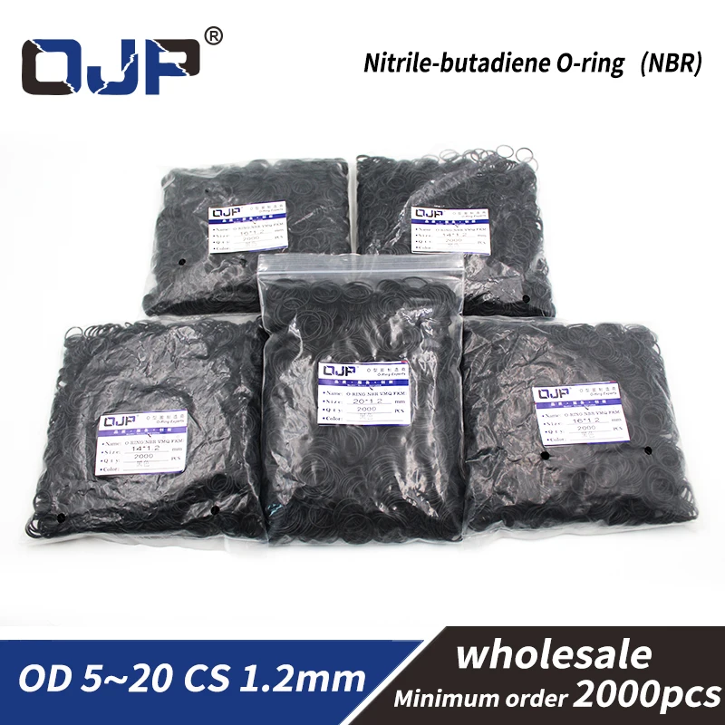 

2000PCS/bag 1.2mm Thickness wholesale Rubber NBR Seal O-Ring OD5/5.5/6/6.5/7/8/9/10/11/12/13/14/15/16/17/18/19/20mm Seal Gasket