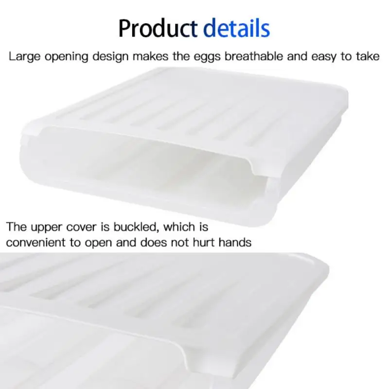

Kitchen Auto Scrolling Egg Storage Holder Egg Storage Rack Refrigerate Food Savers Home Plastic Stack Duck Egg Preservation Box