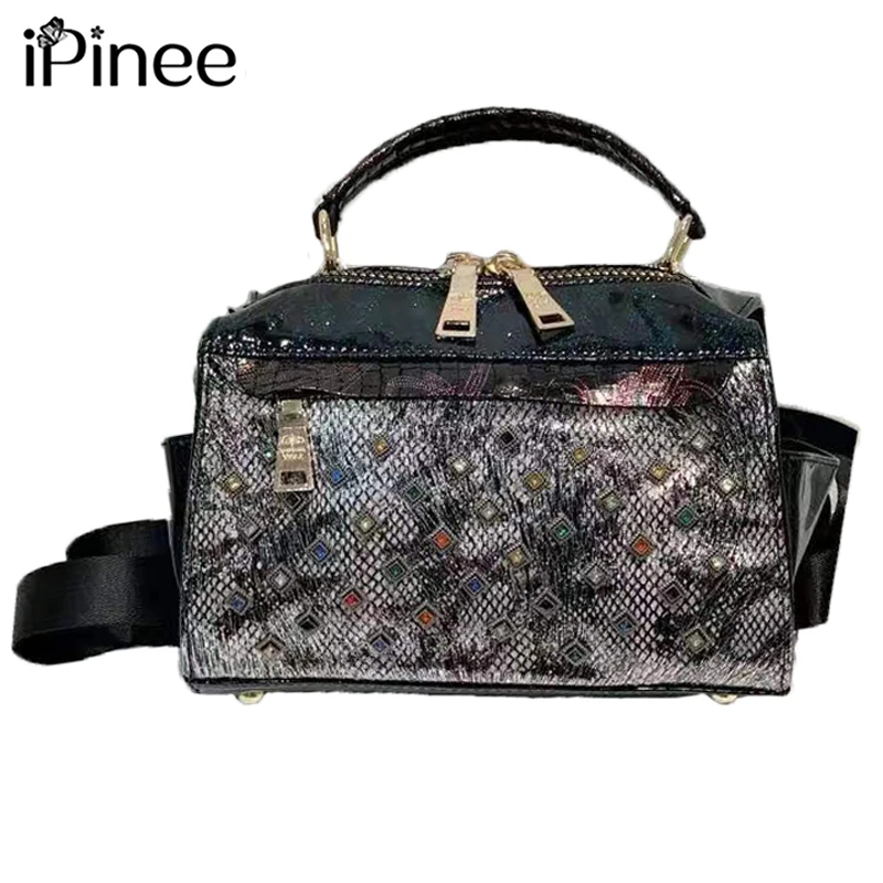 

iPinee High Quality PU Leather Handbag Diamond Crossbody Bags for Women 2021 Ladies Black Luxury Designer Shoulder Bag