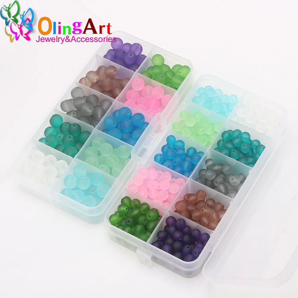 

Olingart 6mm/8mm 1set/lot Painted Matte Glass Beads Round Mixed Color for Jewelry Making DIY necklace bracelet