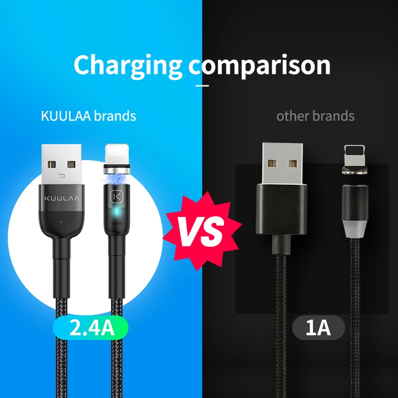 Магнитный кабель KUULAA Micro USB Type C для iPhone Xiaomi Android быстрая зарядка зарядный провод шнур|Кабели мобильных