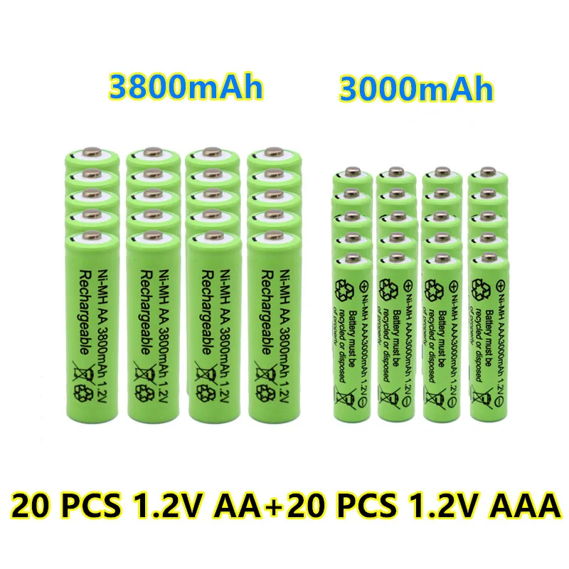 

Новинка 2021, перезаряжаемые аккумуляторы 1,2 в AA 3800 мАч Ni-MH + Перезаряжаемая батарея 1,2 в AAA 3000 мАч Ni-MH