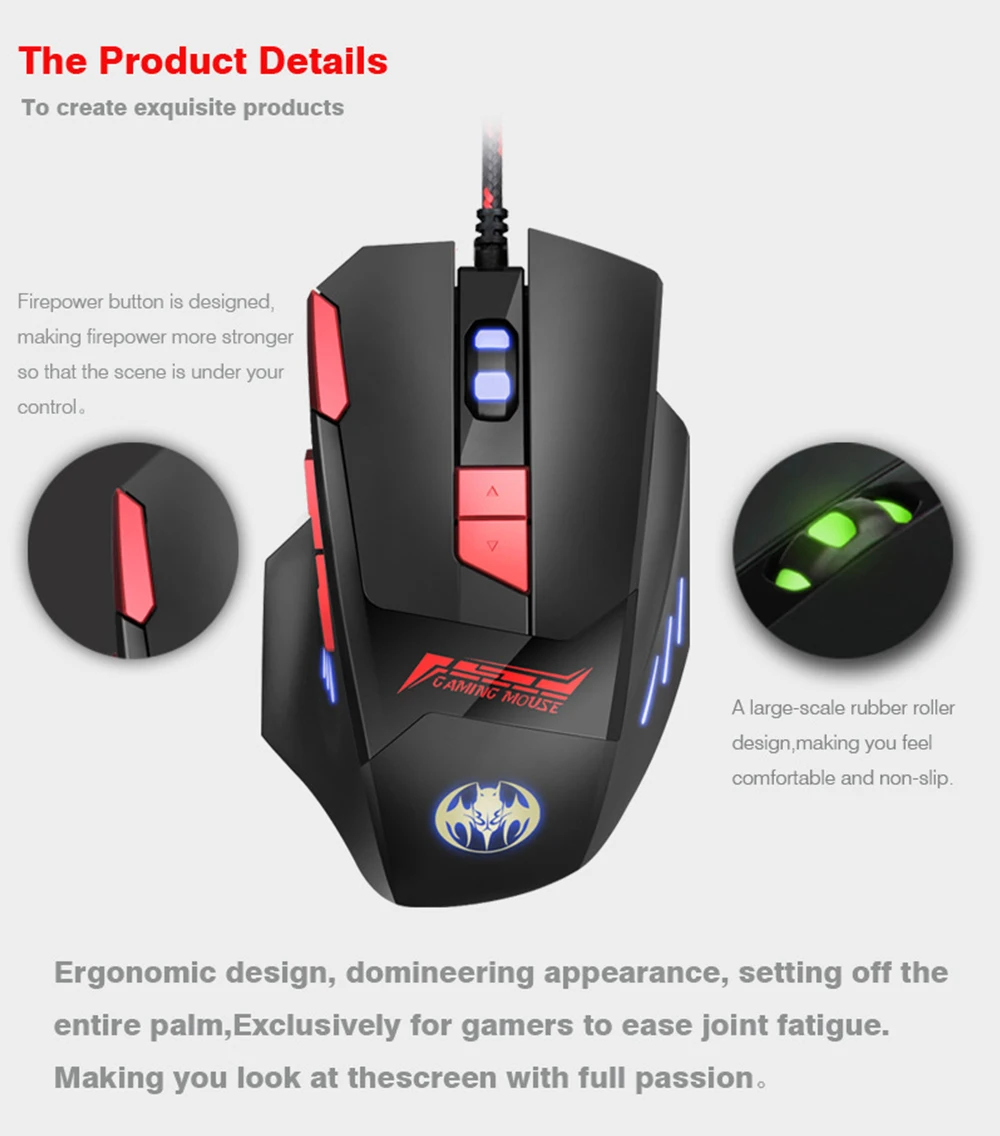 Профессиональная игровая мышь Супер 8D 6800 dpi и бесшумная Проводная игровая мышь 6D 3200 dpi Регулируемая компьютерная Dota 2