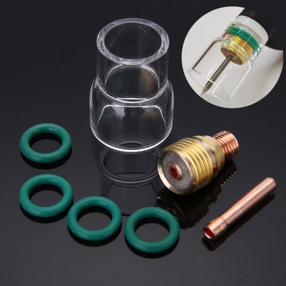 

7pcs #12 Pyrex Glass Cup Kit Stubby Collets Body Gas Lens TIG Welding Torch Tool