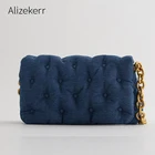 Сумка на плечо женская из денима, плотная объемная сумочка из мягкой ткани с металлической цепочкой, темно-синего цвета, Модный повседневный саквояж в стиле ретро, зима 2020