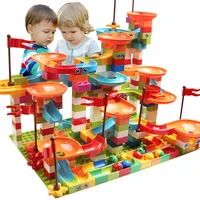 52 308pcs marble race run big block compatible duploed building blocks funnel slide blocks diy big bricks toys for children gift