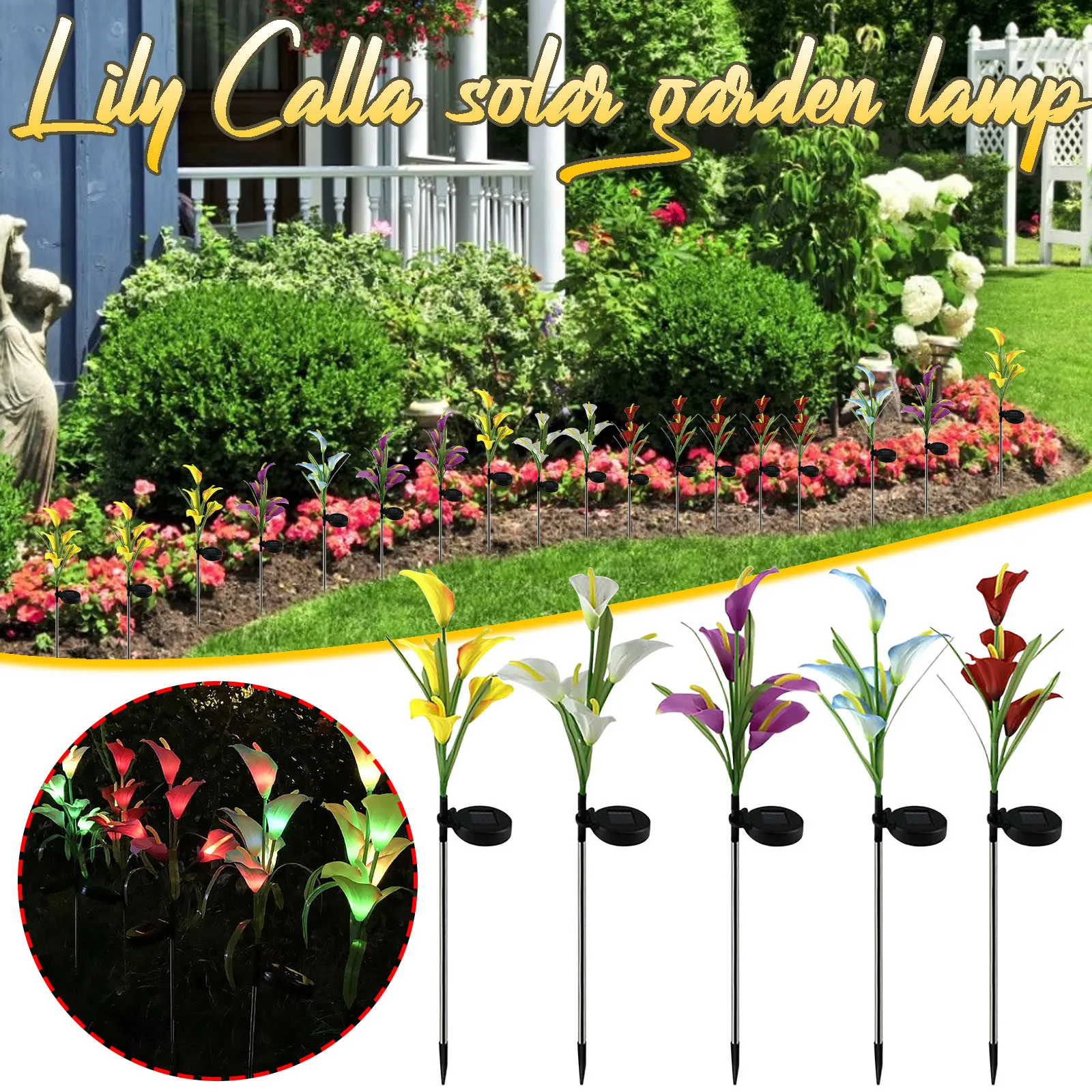 2021top домашний декор Солнечный 5LED светильник Li ly Калла садовый искусственный