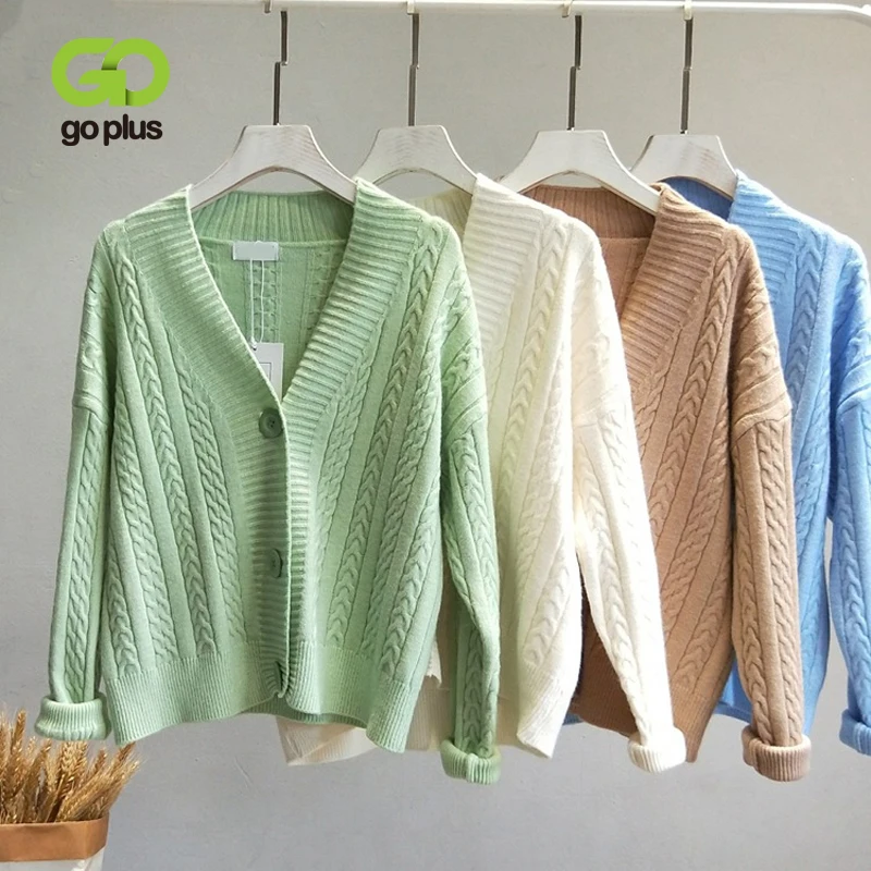 GOPLUS Women's Knitted Sweater V Neck Coat Autumn Winter Cardigan Regular Sleeve Loose pull femme C9511 |