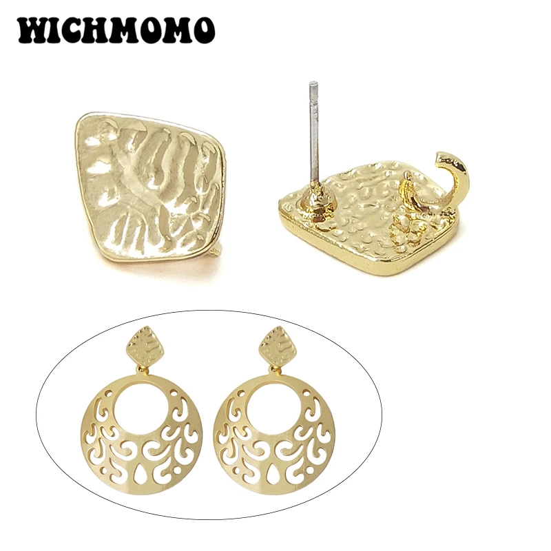 Новый 19 мм 10 шт./упак. цинковый сплав цвета: золотистый треугольная алмаз серьги