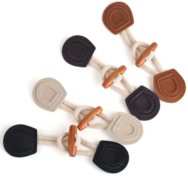 Horn Buckle PU Leather Toggle Clasps Duffle Coat Closure Cord Cardigan Fasteners For Clothes DIY Sewing Accessories | Дом и сад