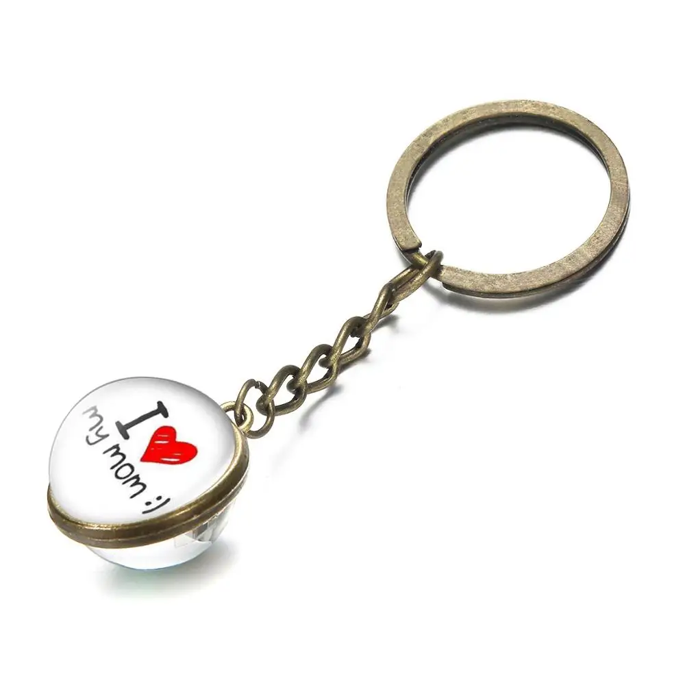 I Love Mom (Я люблю маму) арт узор брелки для ключей Стекло мяч двойная сторона с