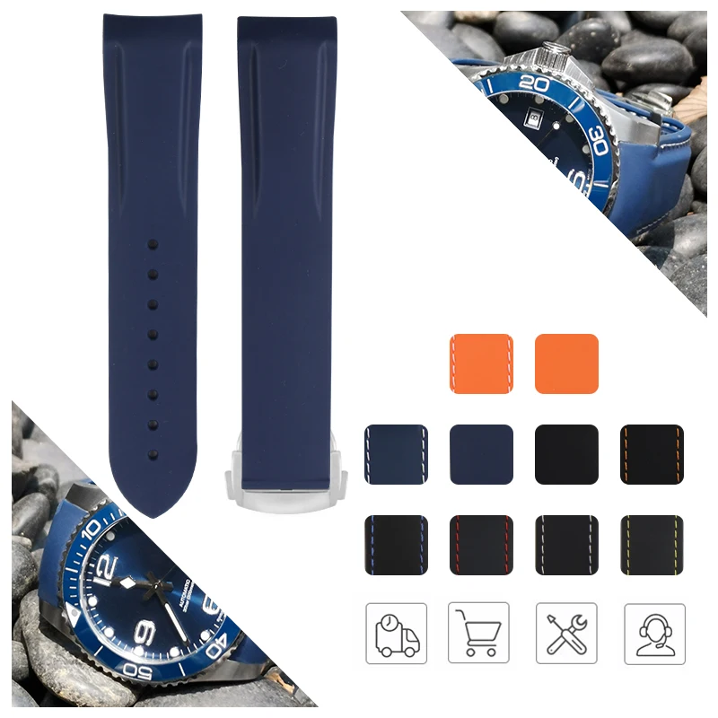 

Ремешок для часов из силиконовой резины, спортивный ремешок с изогнутым концом, складная Пряжка для Omega Master-300, планета, океан, 600, завоевание