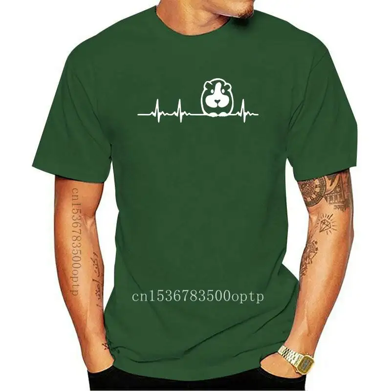 

New Guinea Pig Heartbeat Custom Printed T Shirts Men's Short Sleeve Top Summer Fashion O-Neck T Shirt Cotton Funny Male Clothing