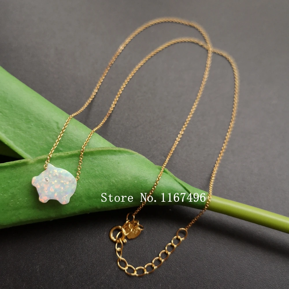 11x12 мм маленький розовый поросенок опал с фианитом для глаз Кулон Синтетический