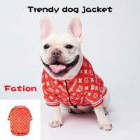 ins fashion printing red jackets hoodie pet dog clothes for small medium dogs french bulldog trend pattern spring trench coat