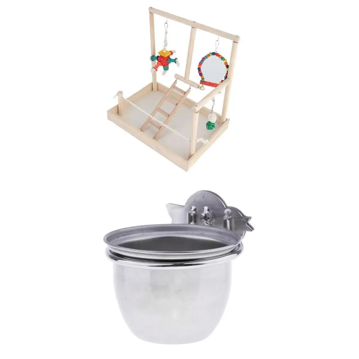 

Parrots Stand Playstand With Birds Water Food Bowls Macaws Finches
