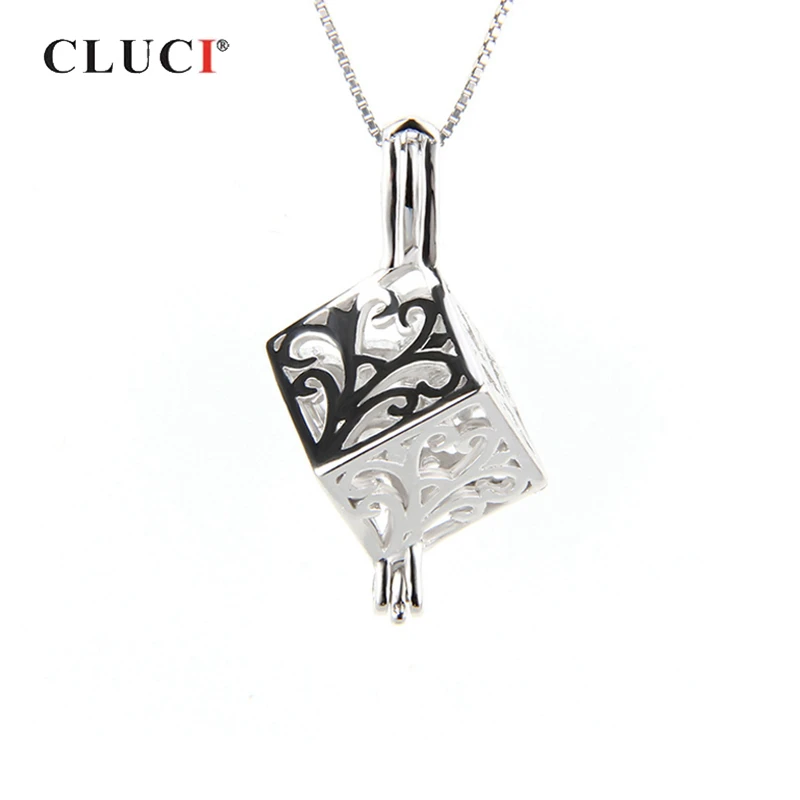 CLUCI Серебро 925 жемчужный кулон для женщин 925 серебряное дерево жизни коробка в форме жемчуга клетка
