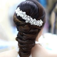 new bride pearl headbands tiaras crystal headdresses for hair band jewelry hairwear wedding crown girl wedding hair accessories