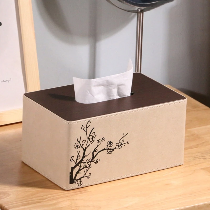 

Китайский стиль цветок сливы искусственная кожа прямоугольная коробка для салфеток бумажный держатель для полотенец Настольный Диспенсер Салфеток контейнер для хранения для домашнего офиса