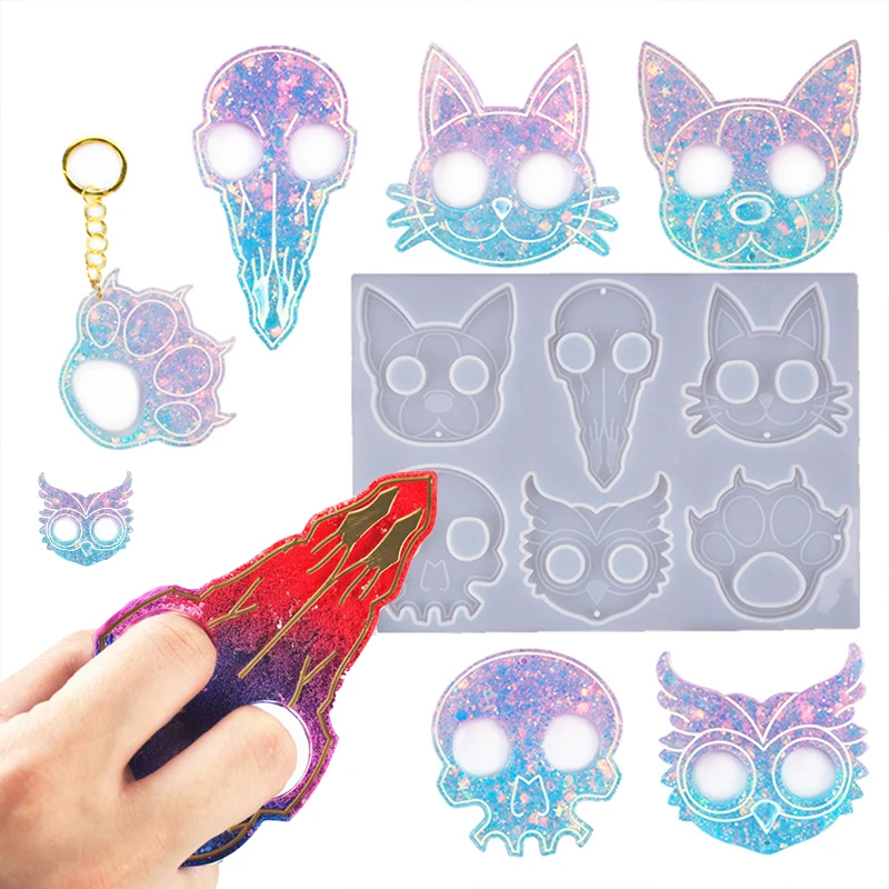 Handmade Cat Claw Skull Pendant Jewelry Handmade Silica Gel Mold Diy Key Chain Tool Cat Claw Ring Defense Cartoon Mold Material