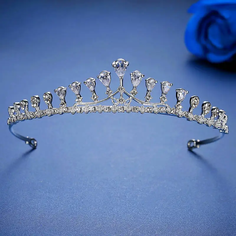 Minlover CZ цветок свадебные диадемы Короны из горного хрусталя женские повязки на голову Свадебные украшения для волос аксессуары для волос Diadem HG091 - Окраска металла: HG235