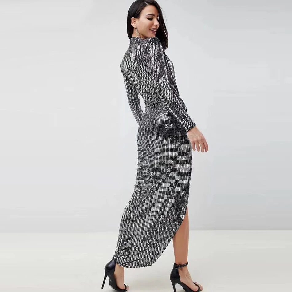 Модное сексуальное платье для ночного клуба женское модное Черное длинное с