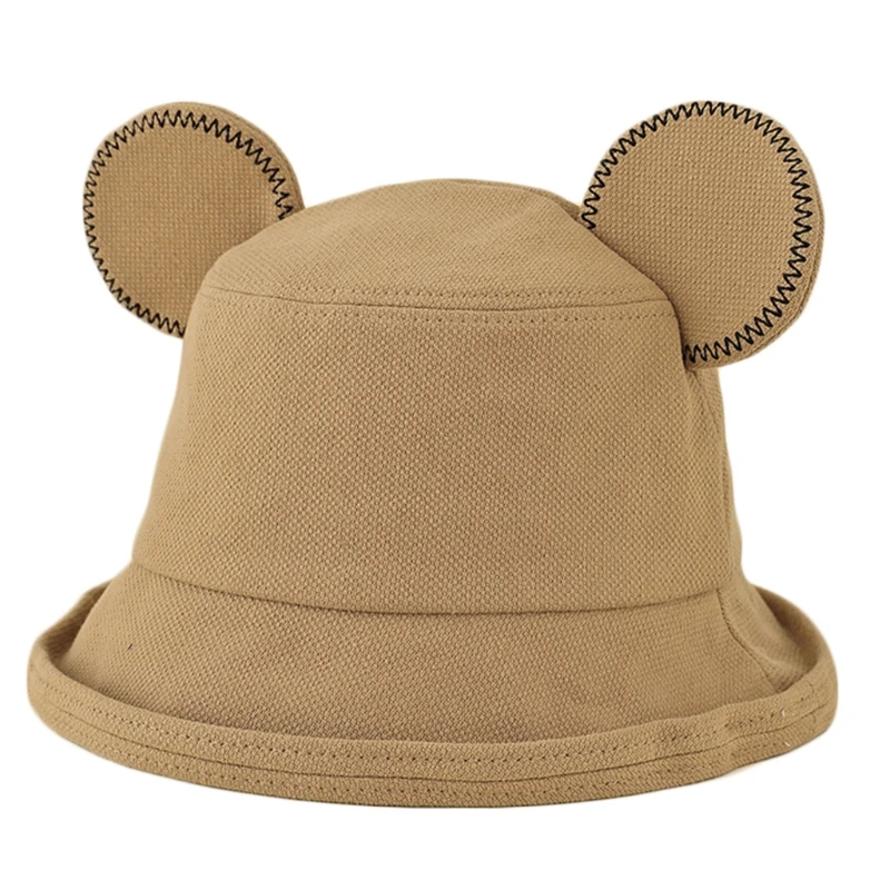 

2021 New New Fashion Spring Children Fisherman Hat Solid Color Big Bear Ear Cute Bucket Hats Sunshade