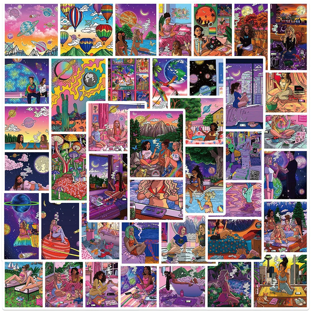 

10/30/50 Pcs Aesthetics Cartoon Vsco Girl Waterproof Graffiti Sticker For Divination Refrigerator Motorcycle Skateboard Toy
