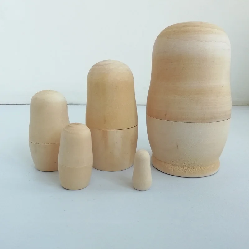 

5 DIY children's painting skills training gift blank wooden embryo Russian nesting doll toy unpainted matryoshka doll