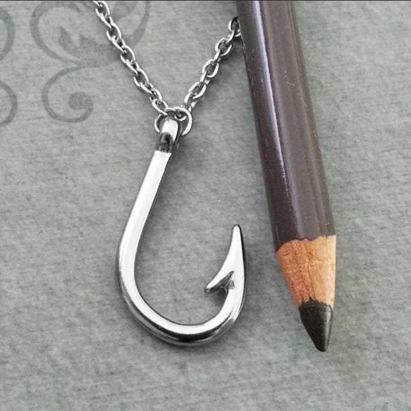 

Antique Fishhook Necklace Fishing Hook Fishhook Pendant Chain Necklace Costume Accessories Gift for Fish Lover Jewely