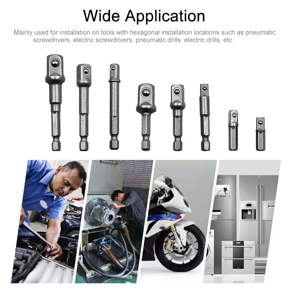 

8pcs Chrome Vanadium Steel Durable Hex Shank Driver Home Portable Power Tool Drill Bit Set Socket Adapter DIY Extension Rod