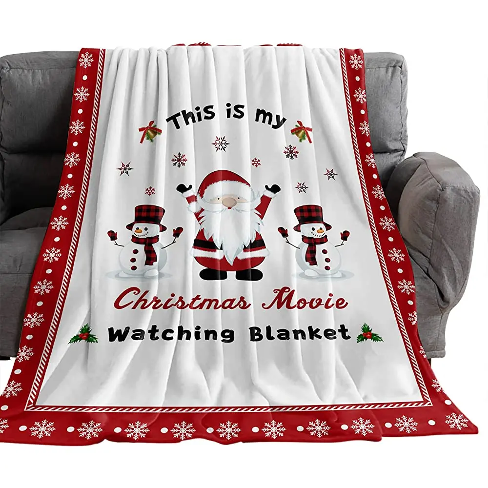

Blanket Christmas Wreath Hanging on Fence in Front Snow House Soft Blanket for Couch Sofa Bed Car Lightweight Warm Throw Blanket