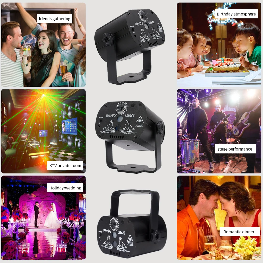 60 моделей RGB LED дискотечный свет 5 в USB перезарядка лазерная проекционная лампа