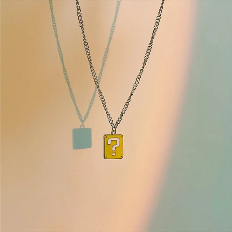 

Super Mario Cartoon Anime Necklace Fashion Question Mark Necklace Ins Hip Hop Wild Trend Sweater Chain Jewelry Christmas Gifts
