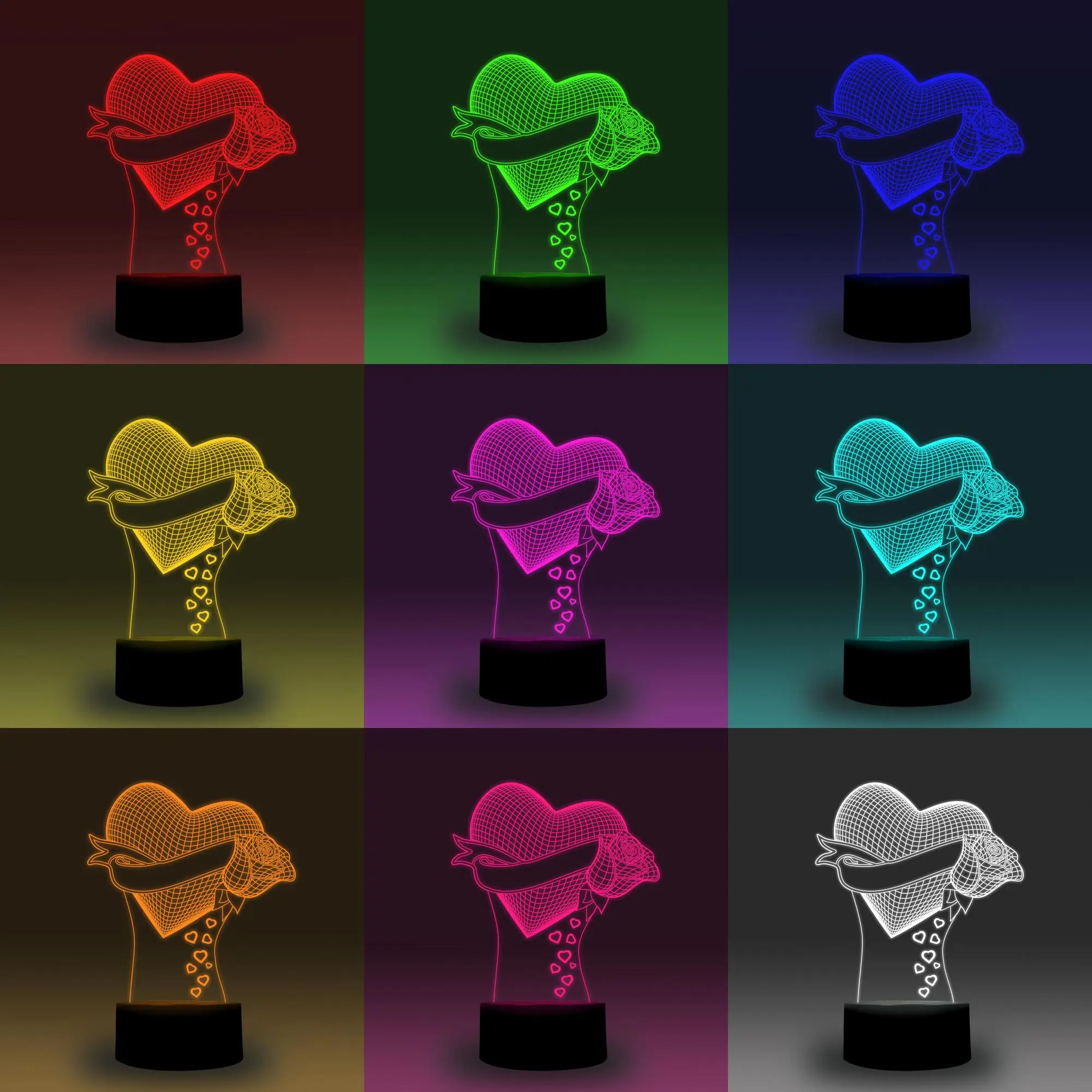 3D иллюзионная лампа в форме сердца ночсветильник с музыкой и синхронизацией