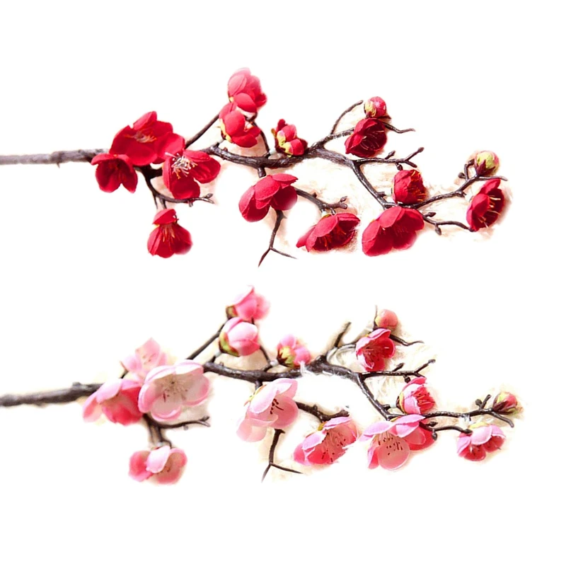 2 шт. искусственный цветок сливы 60 см длинный реалистичный букет ветки шелковые