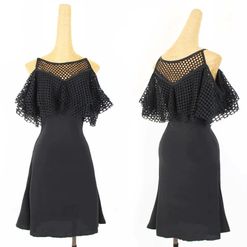 

Latin Dance Costumes Female Elegant Strap Dress Rumba Practice Clothes Competition Black Latin Performance Clothes DQL2500
