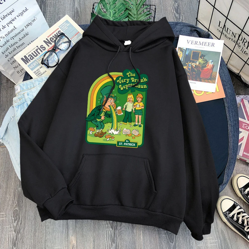 

The Very Drunk Leprechaun Printing Woman'S Hoody Fashion Retro Clothes Hip Hop Warm Sweatshirt Creative Casual Pullover Women