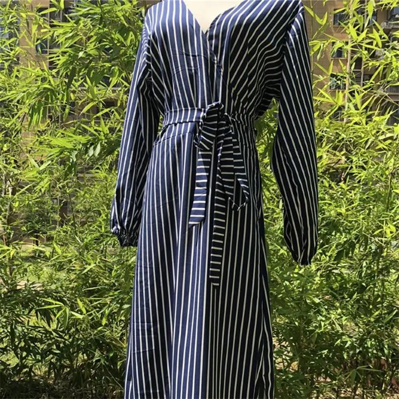 Женское асимметричное платье в полоску элегантное пляжное миди с разрезом
