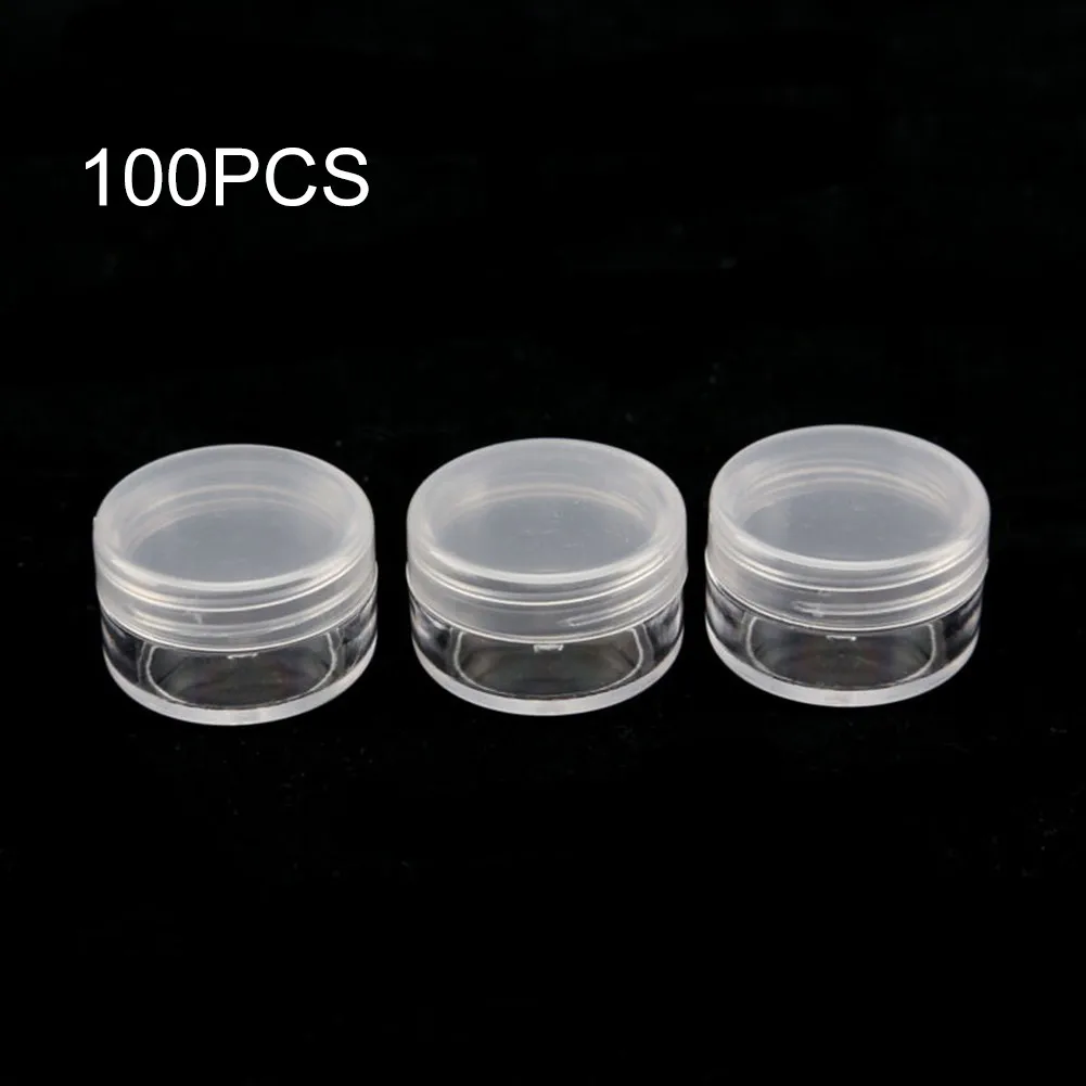 

100x Cosmetic Containers Sample Pots Container Small Empty MULTI COLOR Plastic Jar Cosmetic Glitter Craft Storage