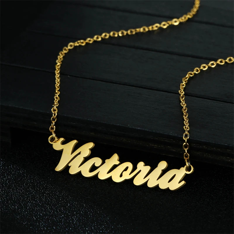 

Stylisteel Fashion Bold Letter Name Necklace Gold Color Stainless Steel Engraving Custom Nameplate Pendant Mother's Day Gift