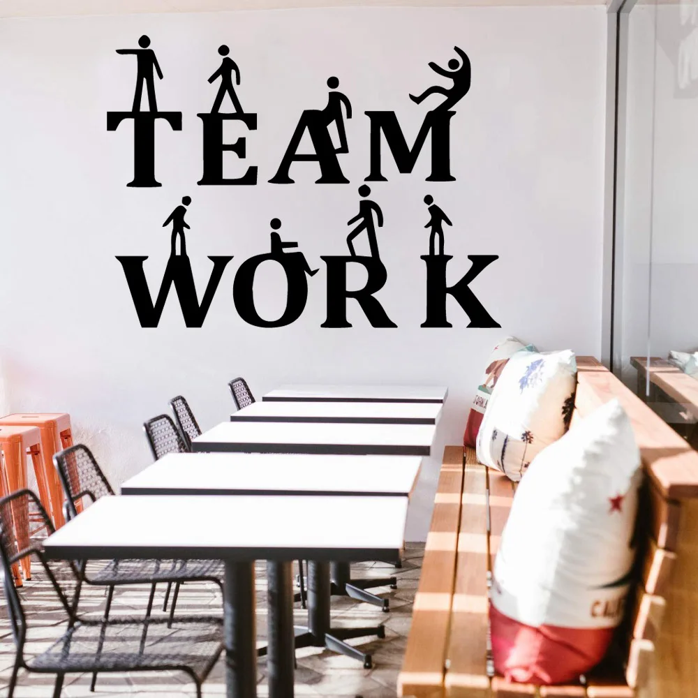 Наклейка на стену с надписью Team work Виниловая наклейка для декора кабинета