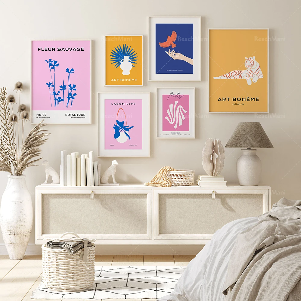 

Printable Gallery Exotic Plant Matisse Pink Yellow Blue Energy Print | Lagom Life Print | Art Bohemian Decorative Print Poster