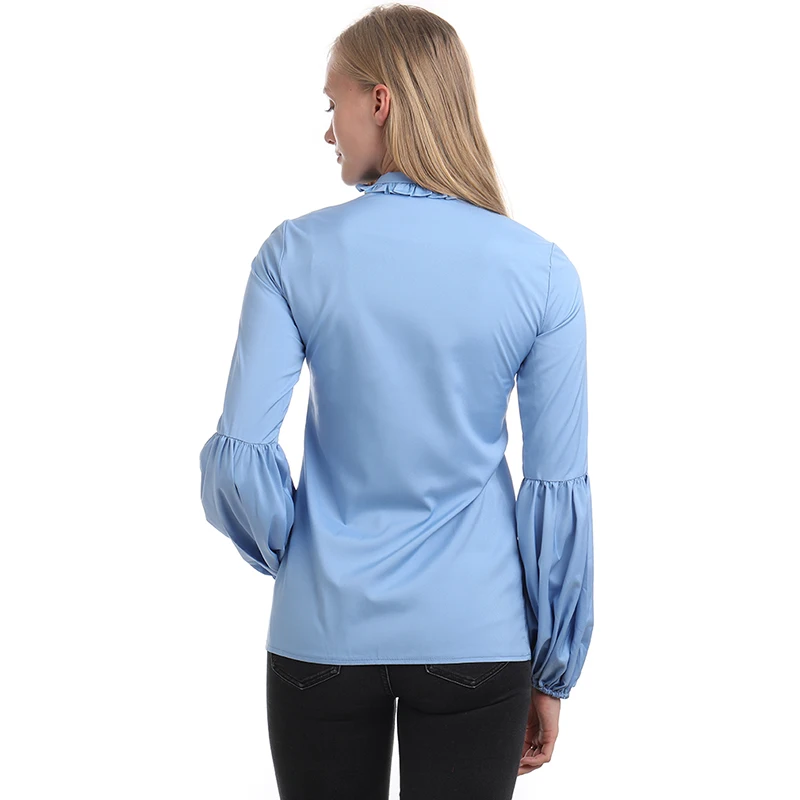 

Turtleneck Blouse Elegant Lantern Sleeve Shirt Autumn Long Sleeved Shirts Women Vintage Button Tops Streetwear Women Clothes