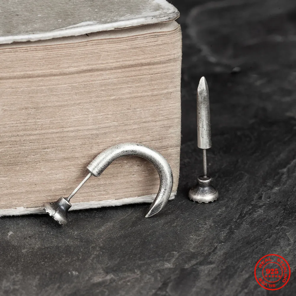 

MKENDN 100% 925 пробы серебряные креативные окисленные черные ногти в стиле ретро