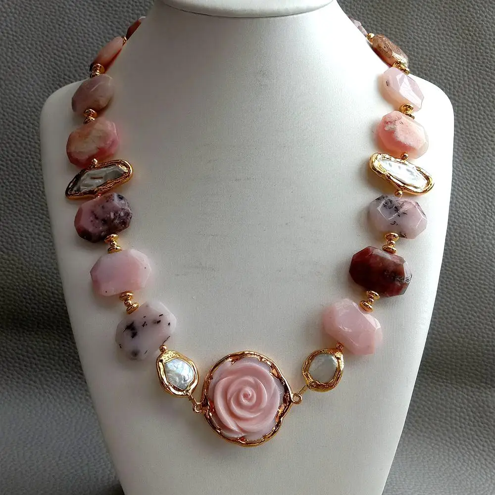 Y · YING натуральный розовый опал белый Biwa пресноводный жемчуг королевский цветок с