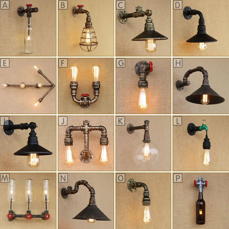 collection 05] iron restaurant personality bedroom study clothing shop American style nostalgic water pipe wall lamp