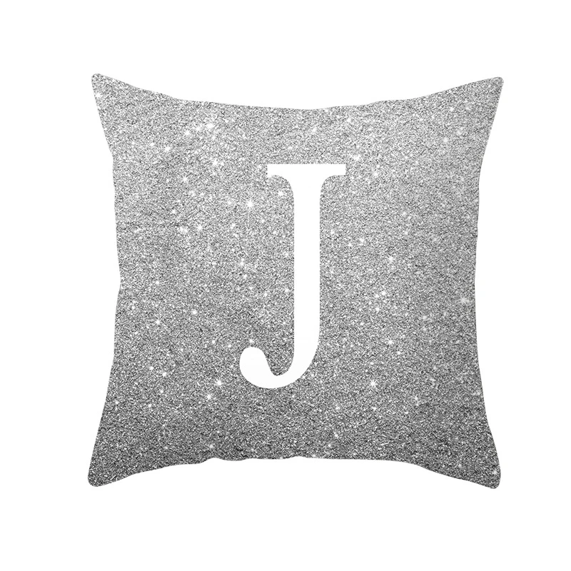 1 шт. наволочка для подушки, чехол для подушки с серебряными буквами, декоративный квадратный мягкий чехол из полиэстера